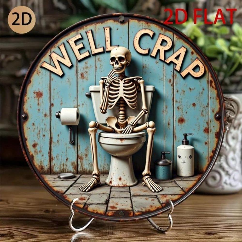 Gotische Vintage Skelett Toilette Metall Wandkunst Rustikales Badezimmer Dekor Schild