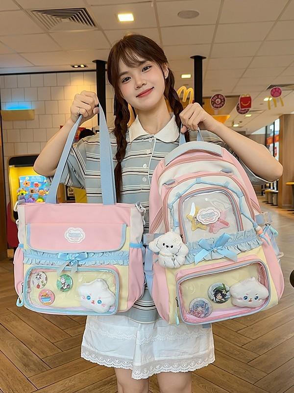 Cute Large Capacity Backpack For School Girls With Nylon Material