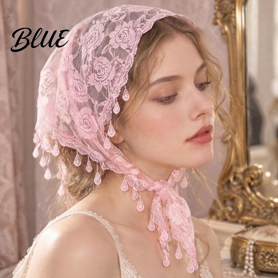 Boho Lace Scarf for Daily Use Floral Shawl with Tassels Women Elegant Sheer Wrap Wedding Head Church Evening Party Lightweight Rose Jacquard Fringed