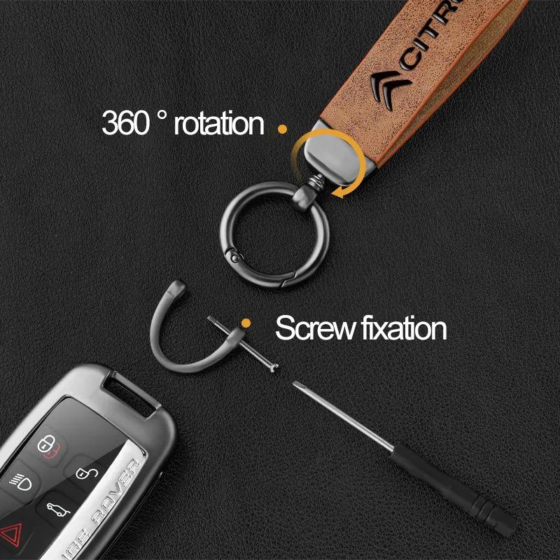 3D Car Badge Leather Keychain Auto Keyring Accessories For Citroen Celysee C6 C3 C5 C1 C2 C4 Aircross Picasso Cactus Berlingo