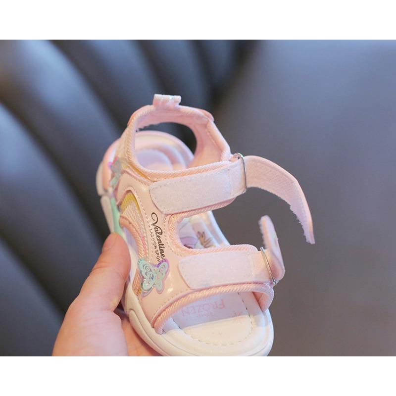 Little Girls' Open-Toe Sandals - New Summer Collection, Children's Beach Shoes, Cartoon Princess Shoes for Toddlers, Soft-Soled Baby Sandals