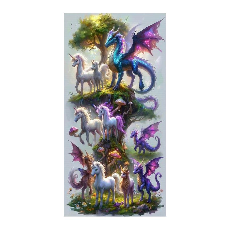 

Colorful Dragons and Unicorns Large Size Diamond Painting Animals Diy Full Square Round Drill Rhinestone Embroidery Mosaic Cross Stitch Kits Square drill 30x60cm