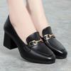 New British Style Soft Leather Women'S Single Shoes For Spring Autumn Metal Decoration Trend Square Heel Luxury Women'S Shoes