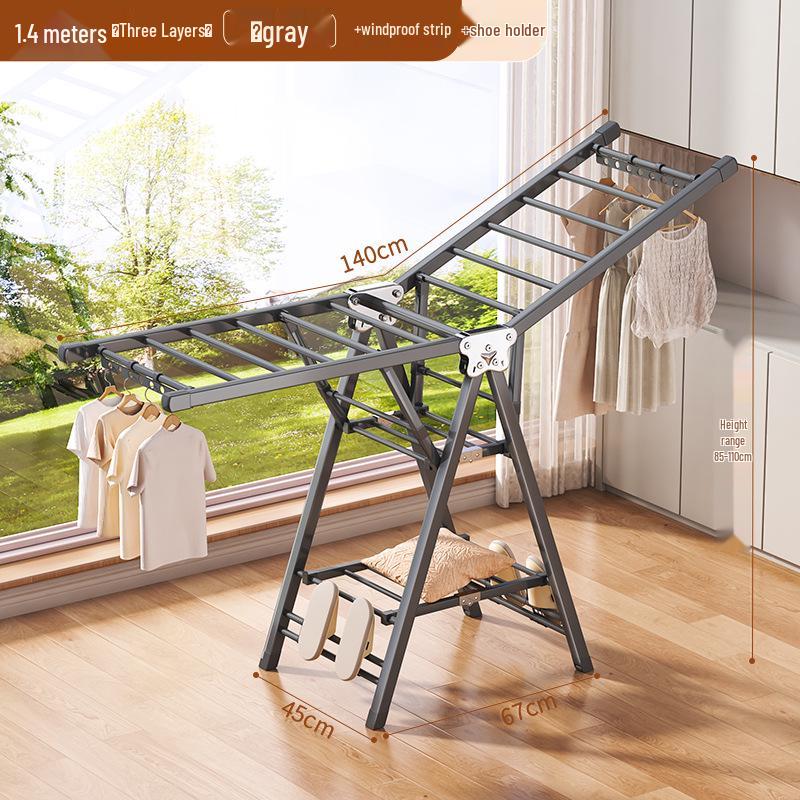 Adjustable Foldable Clothes Drying Rack for Indoor/Outdoor Use - Ideal for Bedroom, Balcony, and Baby Items.