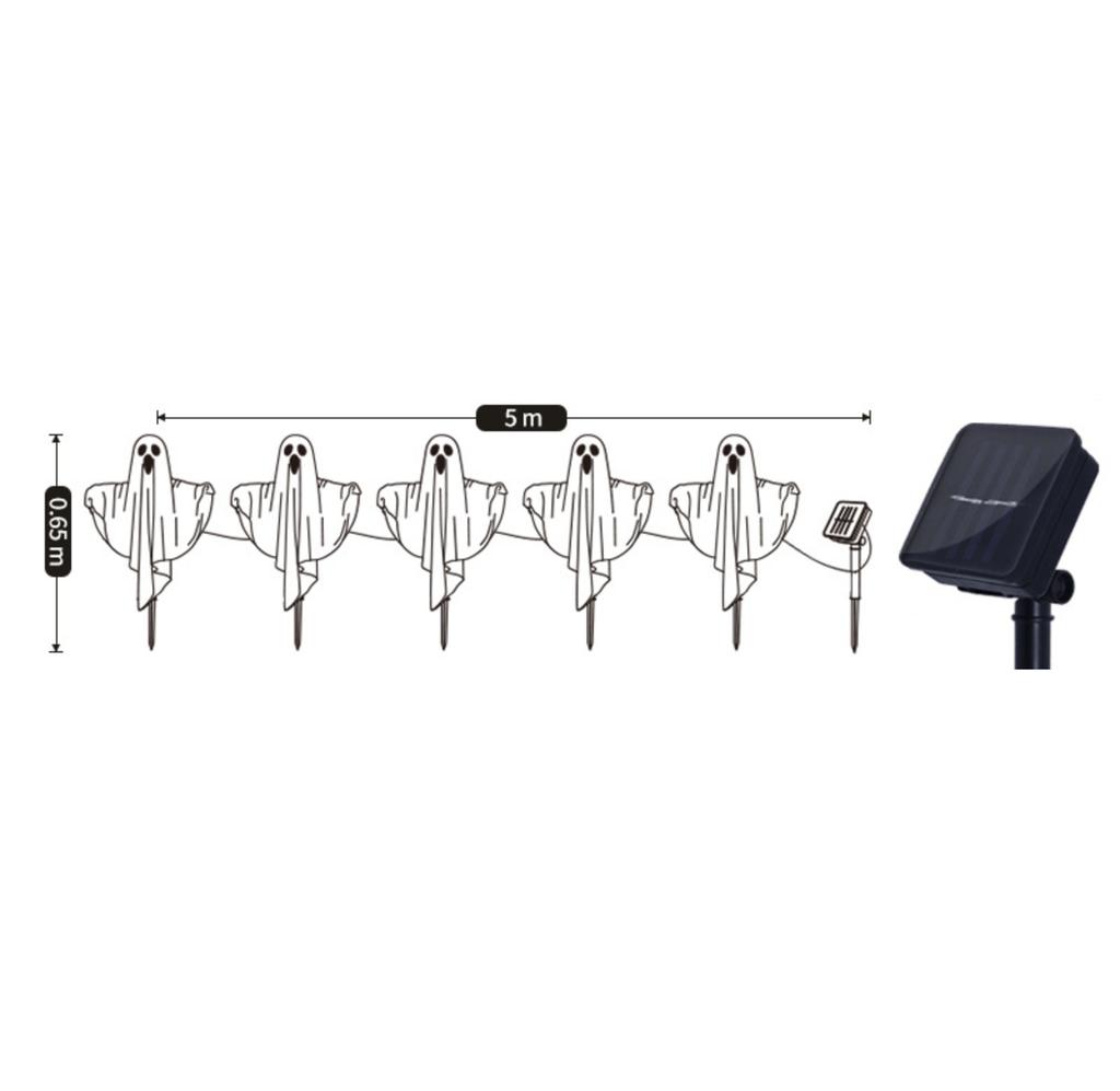 Outdoor LED Ghost Stake Lights Halloween Yard Decorations Set of 5 Ghost Figures with Ground Stakes for Garden Pathway and Lawn Lighting