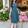 ZANZEA Women Lace Patchwork Casual Round Neck Short Sleeve Dress
