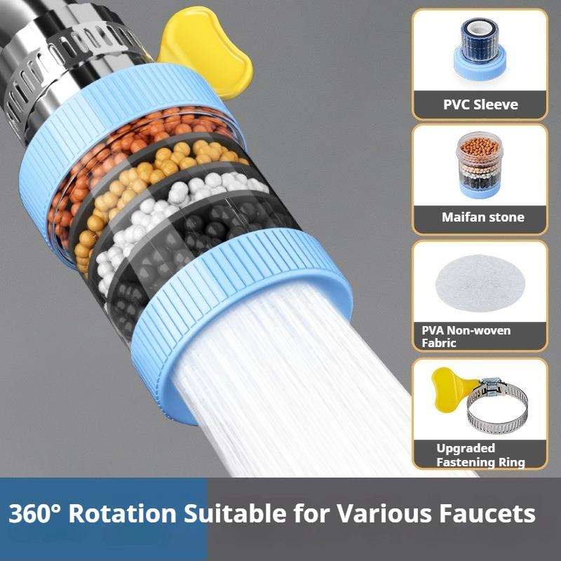 Kitchen Faucet with Maifan Stone Filter, 360° Rotatable & Extendable Splash-proof Nozzle, Water Saving Purifier Tap Head for Sink