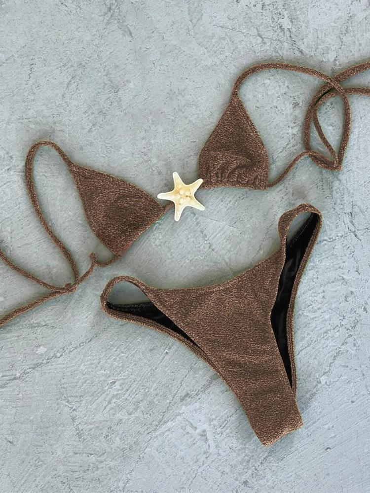 2026 New Sexy Low Waisted Bikini Set Swimsuit Starfish Swimwear Women Solid Strappy Beachwear Bathing Suits Brazilian biquini