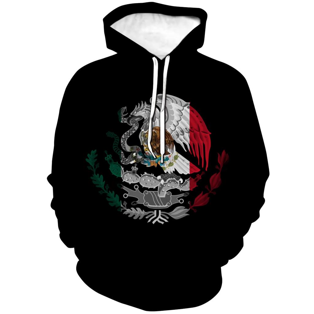 2025 Europe, America, Europe and America men's sweater Mexico logo boys sweater 3D printing autumn and winter hooded sweater