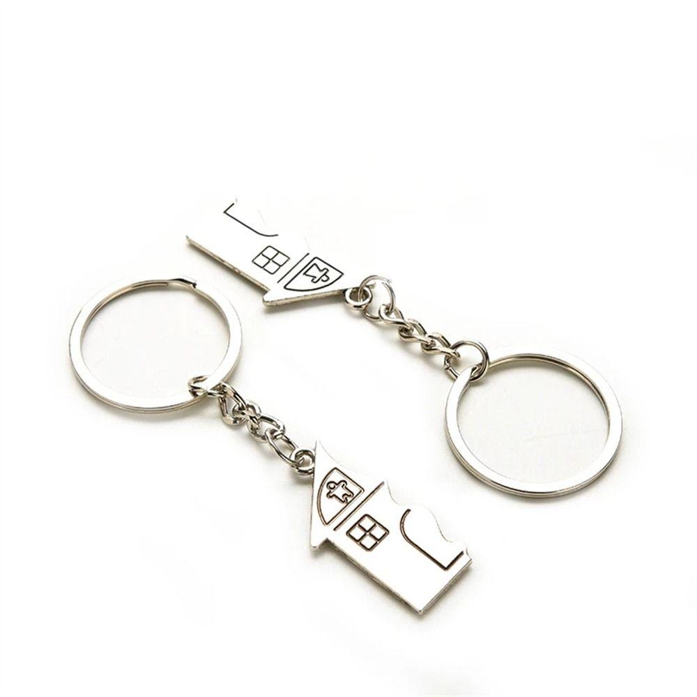 Stainless Steel Couple Keychain Engraved House Keyring Exquisite Lovers Keyring  Jewelry