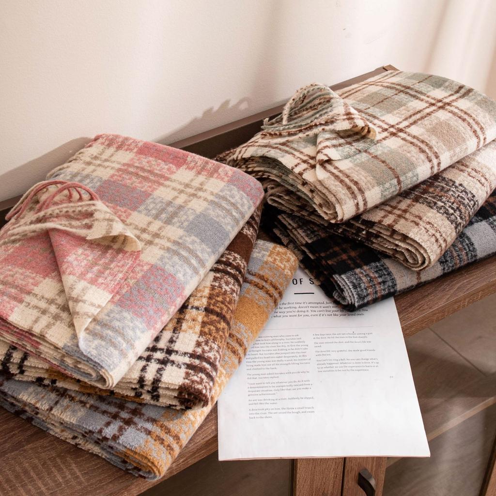 Autumn and Winter Scarf New Imitation Cashmere Plaid Scarf for Male and Female Students Couple Warm Scarf Shawl Gift Scarf for Women