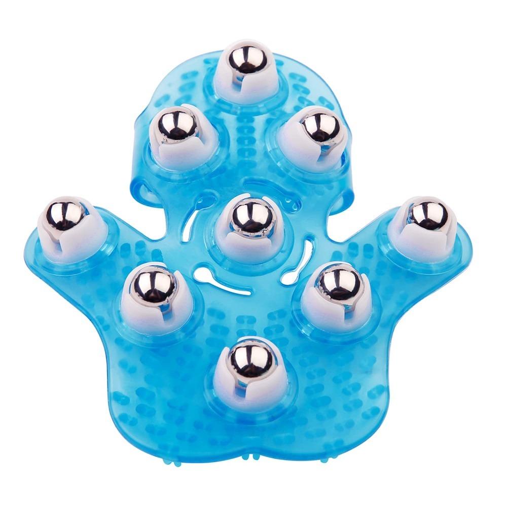 Palm Shaped Massage Glove 360-degree with 9 Metal Roller Body Massager Relieve Fatigue Acupoint Massage Massage Brush