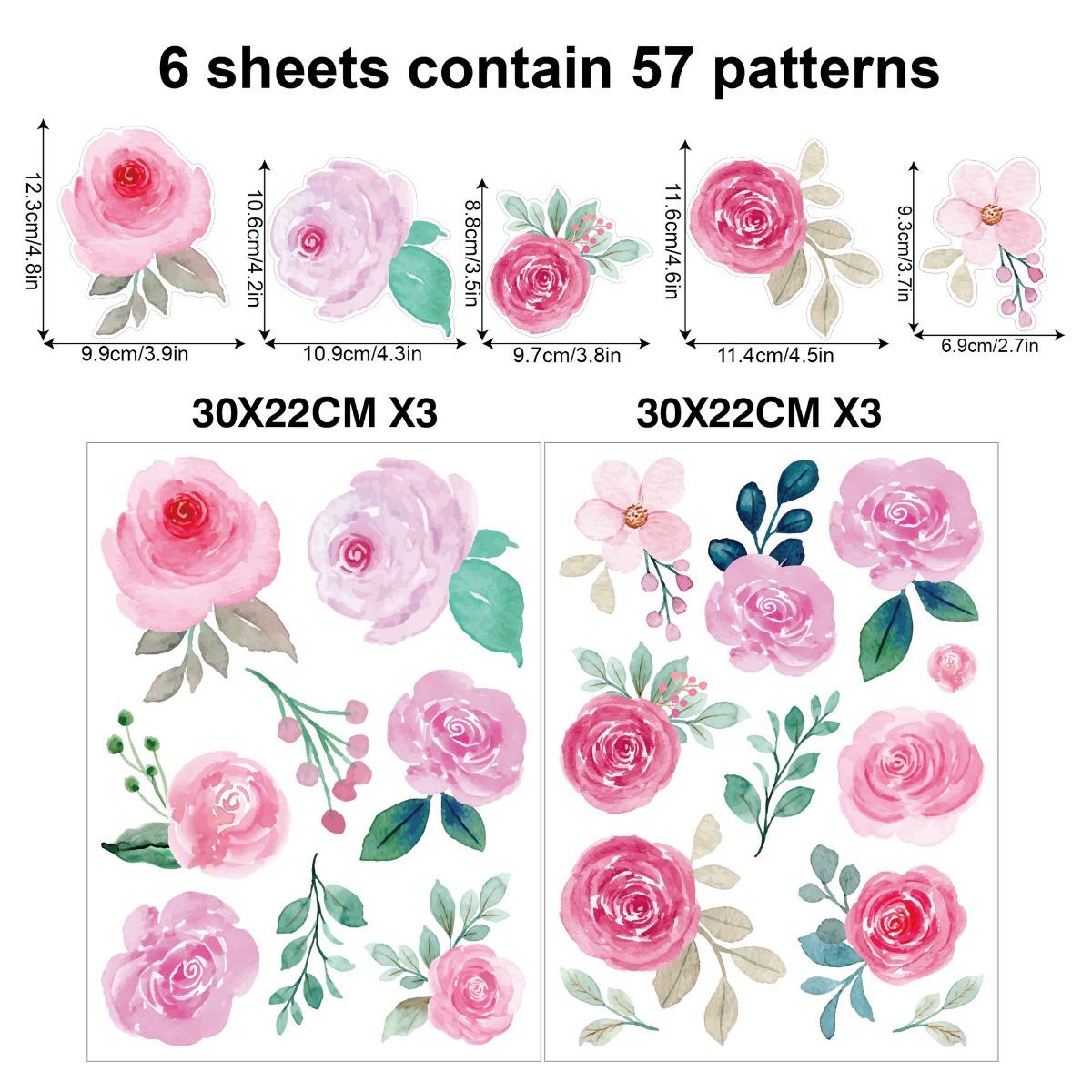 

6 листов наклеек для девочек, цветочные настенные угловые наклейки, цветочные настенные наклейки, декор для детской комнаты для девочек, классной комнаты разноцветный