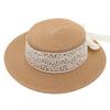 Temperament Straw Hat Female Bow Model Sun Protection Sun Hat Flat Top Hawaiian Lace Beach Hat Street Shot