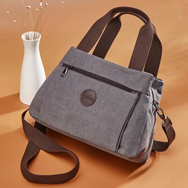 Canvas Bag Women's Versatile Casual Messenger Bag Multifunctional Single Shoulder Bag Large Capacity Handbag