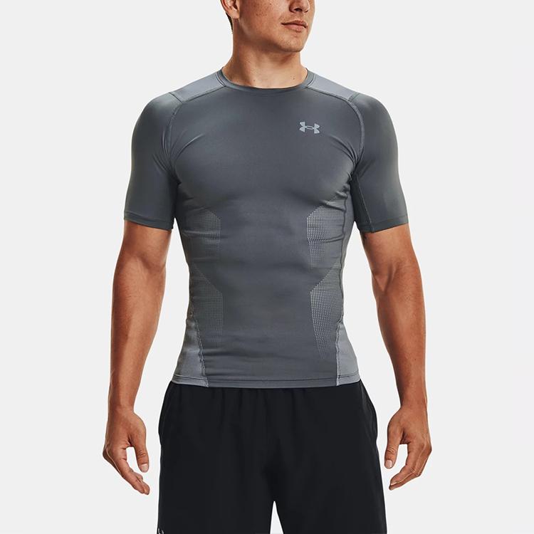 Under Armour HeatGear Vent Compression Short Sleeve Training Top Men Tops Gray 1362452-012