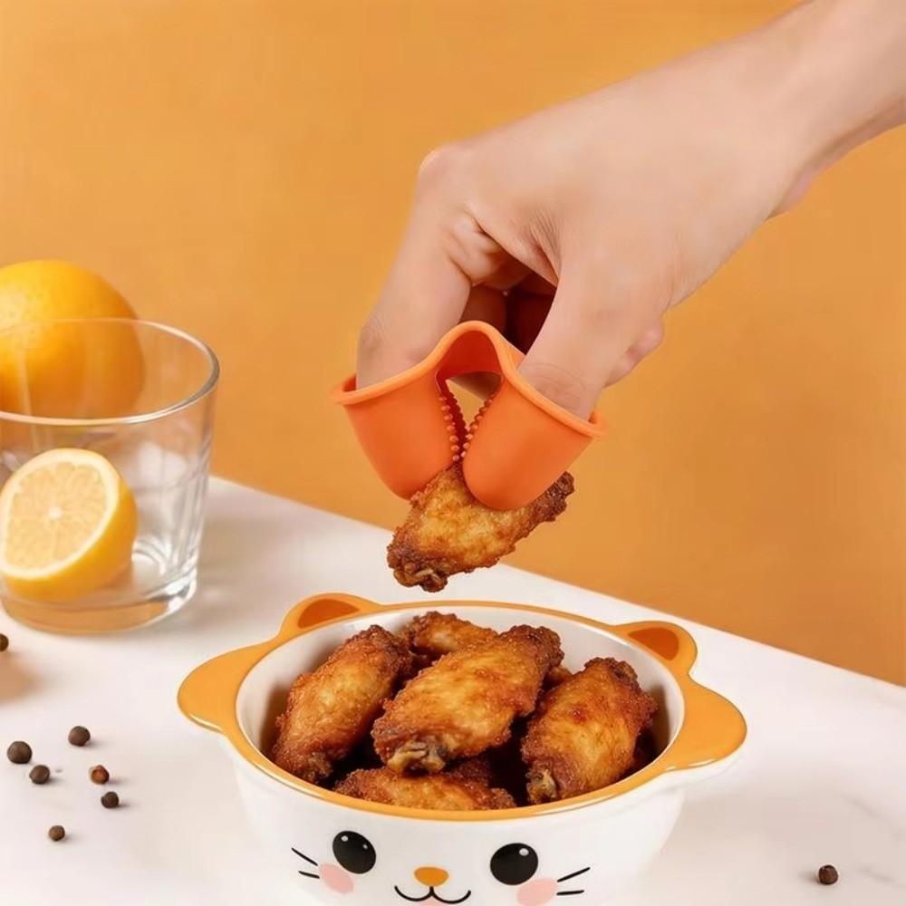 Portable Oil-proof Silicone Finger Cover Non-slip Heat Resistant Food Clips Dirt-proof Multi-Function Finger Cots Kitchen Aid