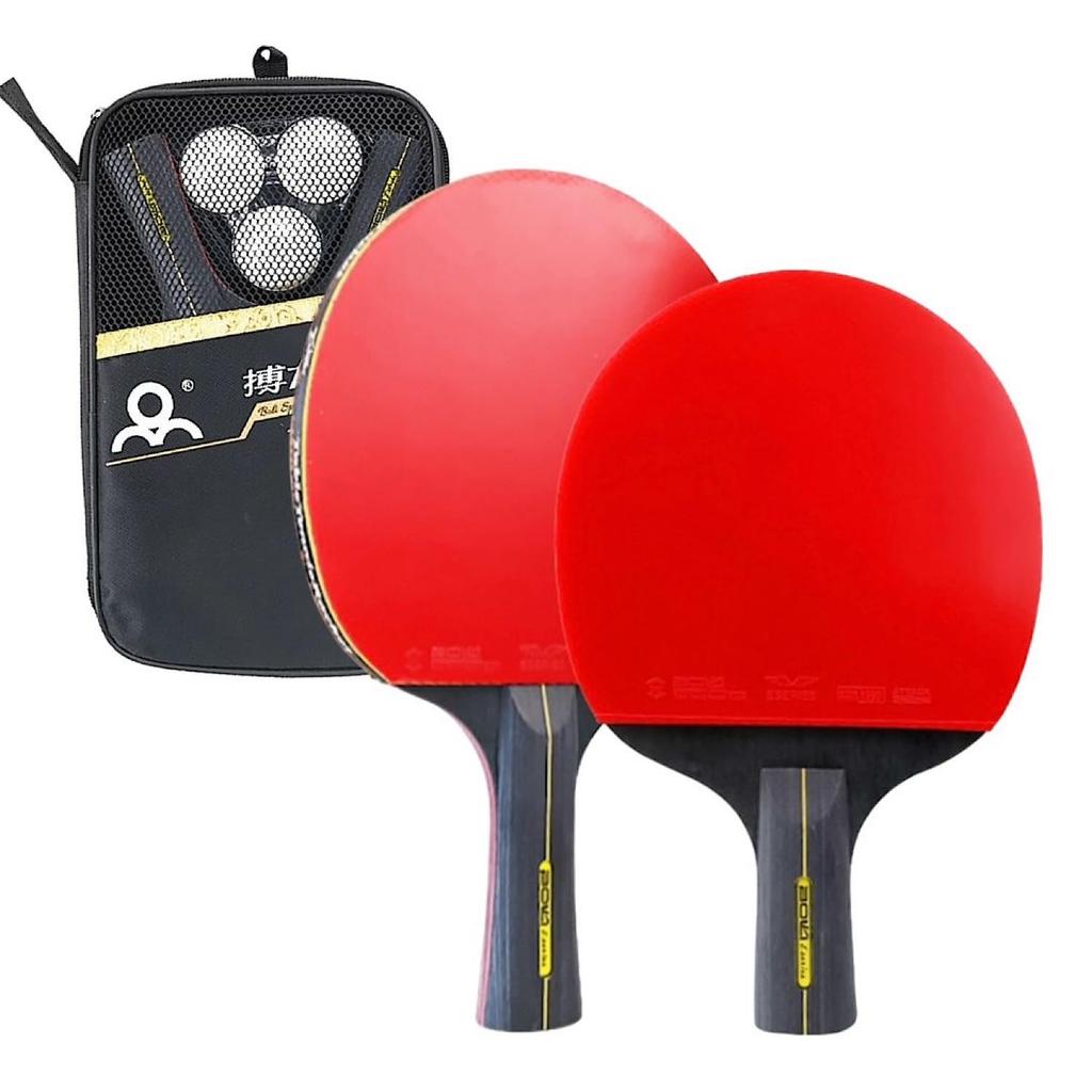 REMDY Table Tennis Racket Set of Ping Pong Pen and Beginner To Family Includes Case 1 2, Ball, Intermediate, Double-Sided Rubber, Practice, Size, (1