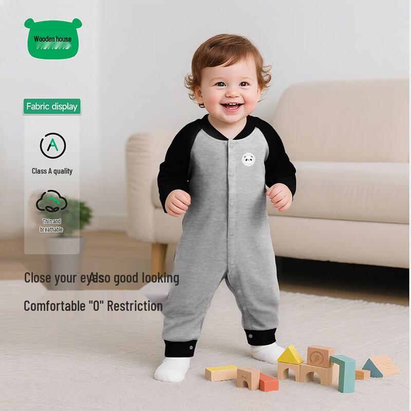 Unisex Baby Long-Sleeve Combed Cotton Romper 80cm
