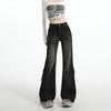 Black Spice Girl Elastic Micro-pull Jeans Women's New High Waist Skinny Burr Tie Flared Pants