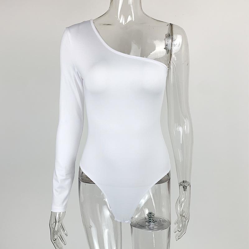 

Сексуальное женское боди на одно плечо с длинным рукавом для горячих девушек L белый