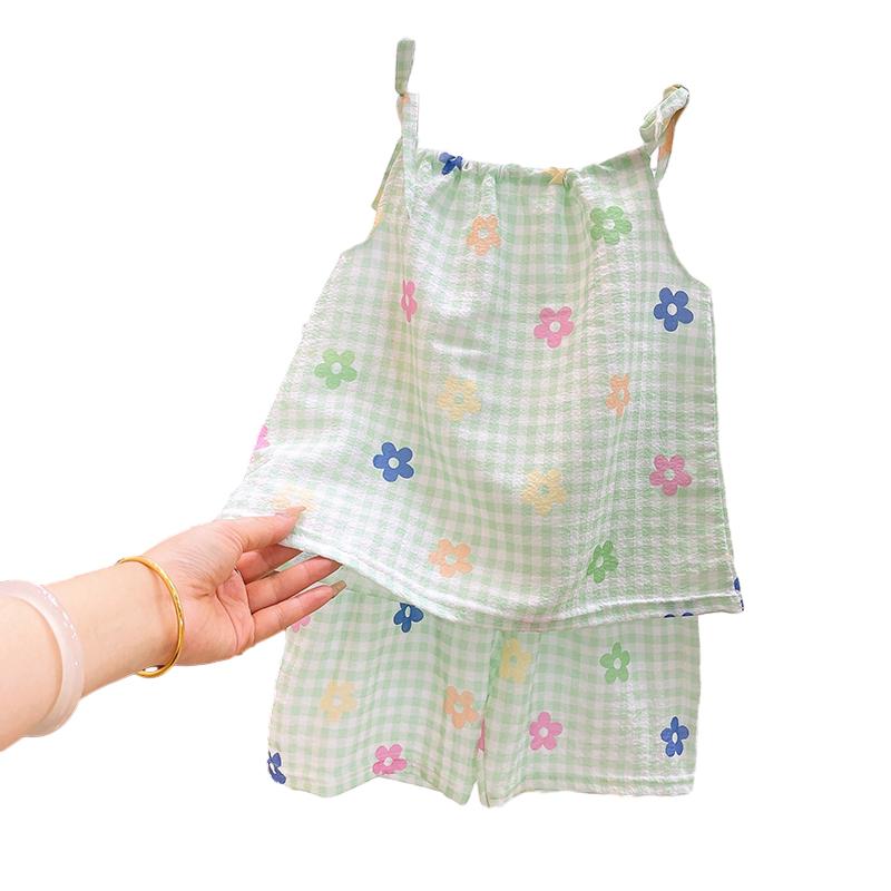 Baby Mädchen Sling Top und Shorts Zweiteiler Sommer Bedrucktes Kinderbekleidungsset