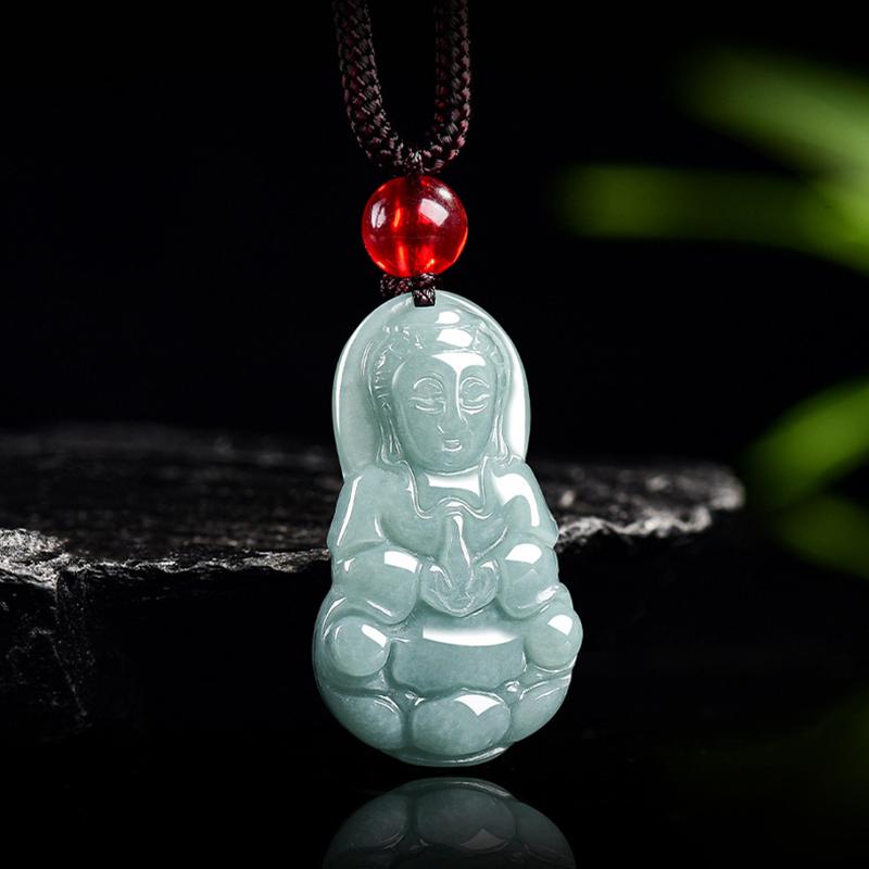 1Pcs Accessories Burmese Jade Stone Myanmar Jadeite Guanyin Pendant Necklace Vintage Natural Gemstone Jewelry