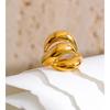 Yhpup Stylish Unique Smooth Stainless Steel Metal Layered Ring Tarnish Resistant Golden Personalized Jewelry PVD Plated