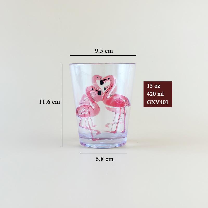 

Acrylic Flamingo Cup Thickened Creative Plastic Juice Water Bottle 301-400ml