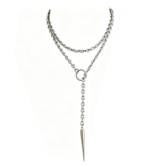 Punk Lariat Y Necklace, Gothic Bat Pendant Necklace, O Ring Long Necklace, Adjustable Slip Chain Necklace Jewelry Gift for Women