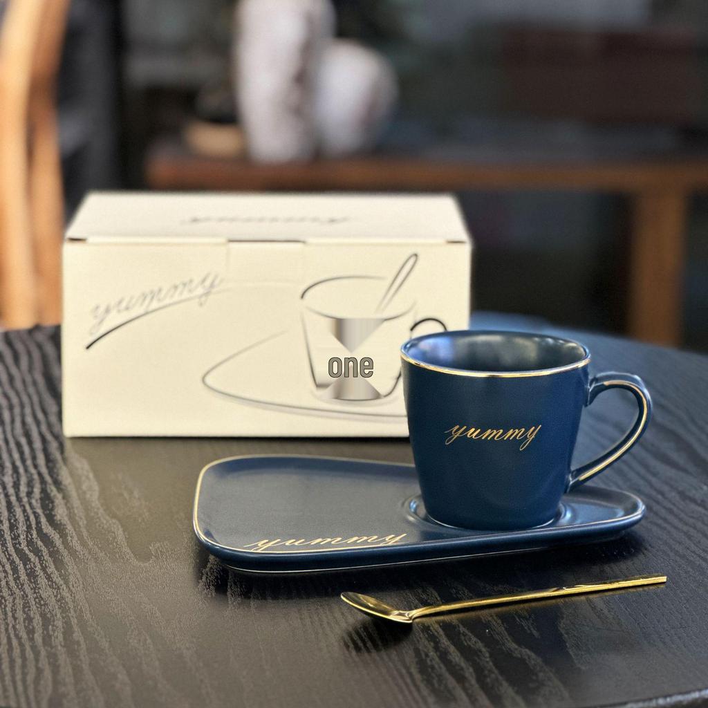 Luxury Triangle Coffee Cup & Saucer Set with Spoon - Ideal Gift with Custom Logo