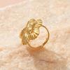 Golden Plated Vintage Flower Open Adjustable Ring for Women Elegant Statement Jewelry Gift