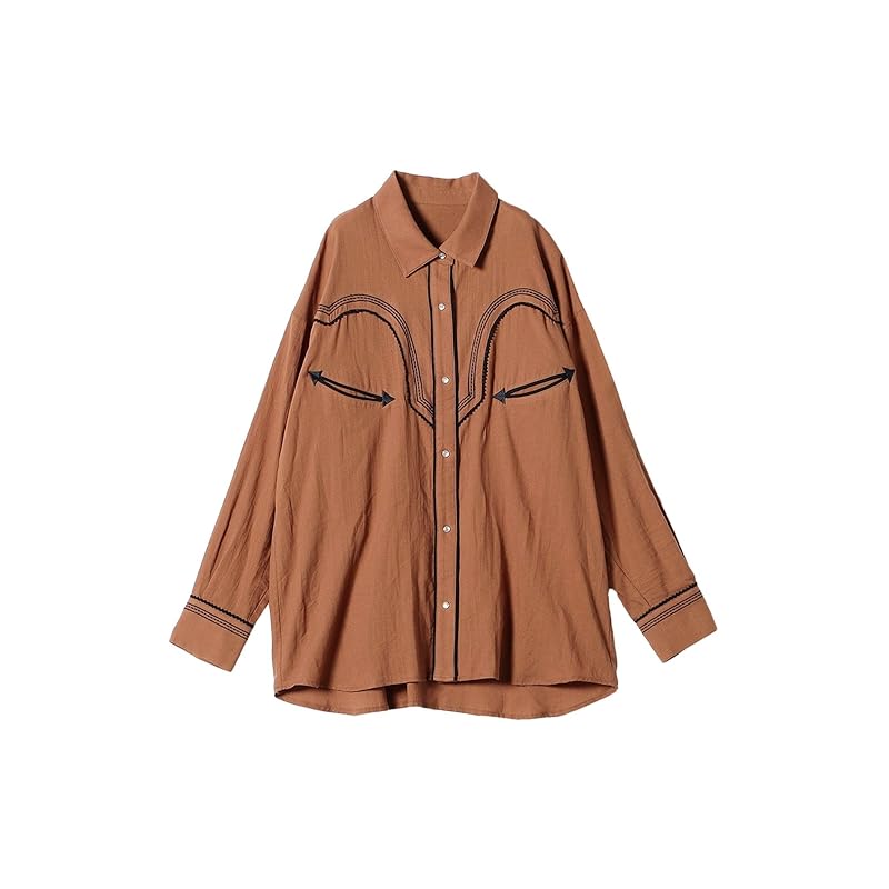 

[Ships Any] shirt Machine washable embroidery western ladies 721120022 camel ONE SIZE