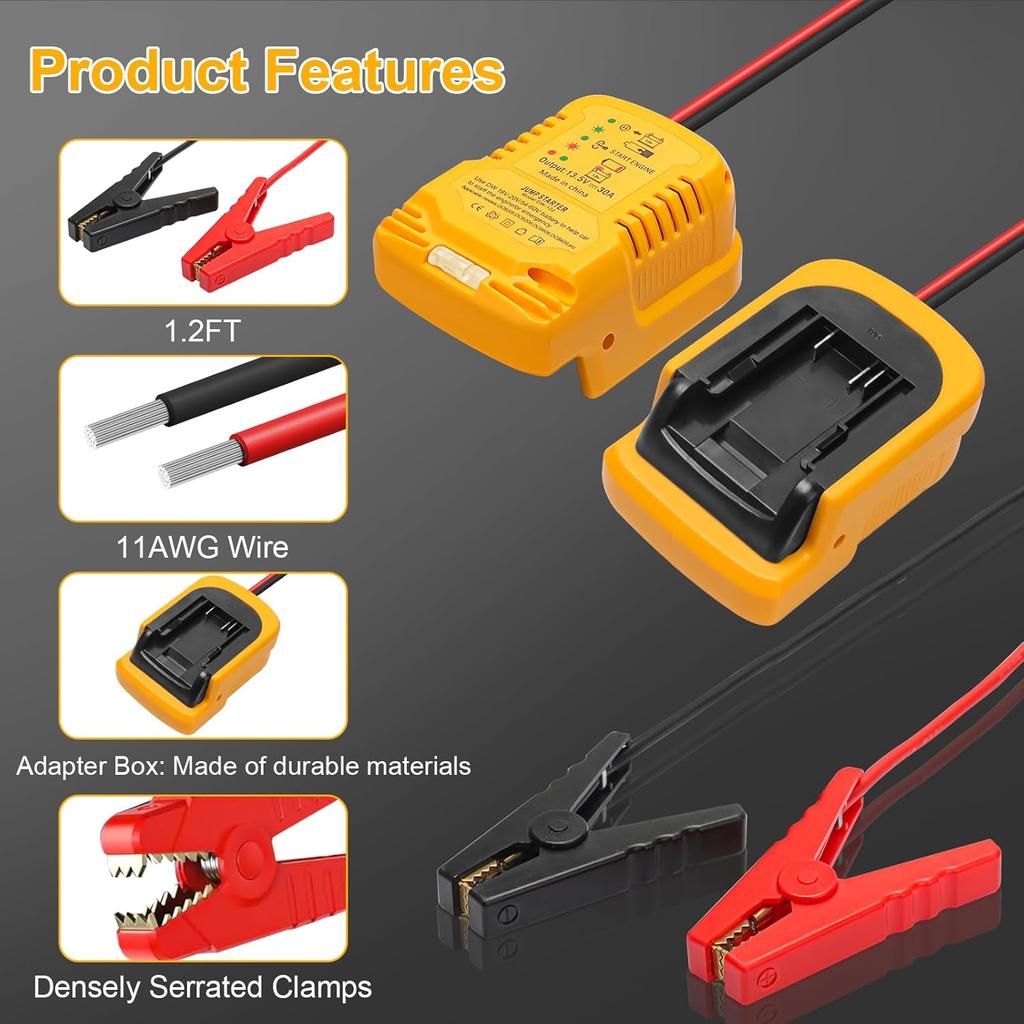Startovací zařízení pro 20V-60V baterie, 11AWG 1,2FT Autokabely pro startování (Baterie není součástí dodávky)