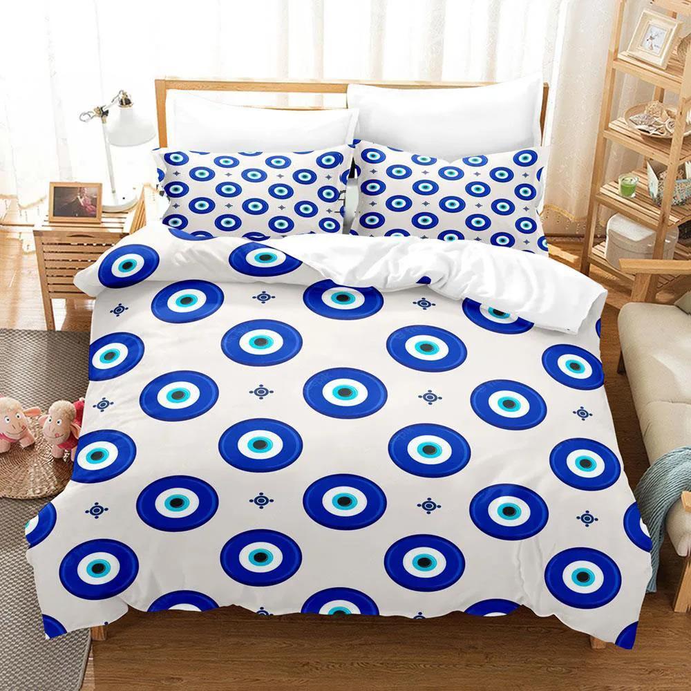 Hip Hop Turkish Evil Eye Bedding Set Single Twin Full Queen King Size Aldult Boys Man Bedroom Duvet Covers Sheet Set