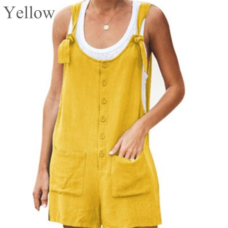 Casual Summer Solid Loose Strap Jumpsuit for Women Femme Jumpsuit Shorts