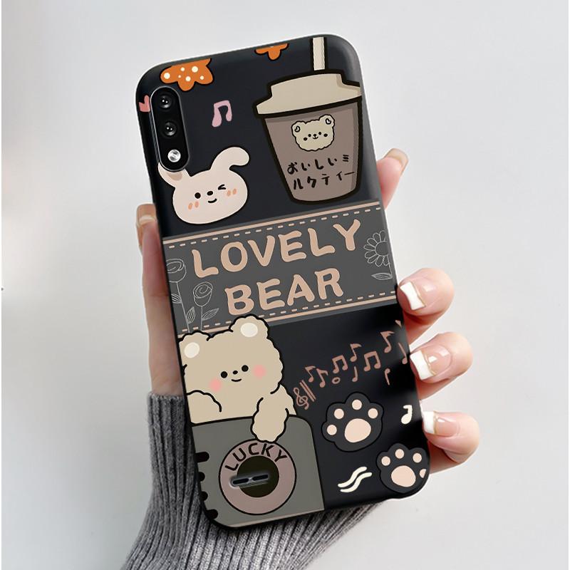 Casing For LG K22 Soft Case LMK200Z LMK200E LMK200B LM-K200 Aesthetic Cute Cat Cartoon Phone Back Cover Shockproof Black Bumper