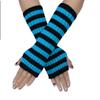 Luvas de Tricô Sem Dedos Femininas - Listradas, Calor de Inverno, Estilo Natalino, Meio Comprimento, Mangas Falsas