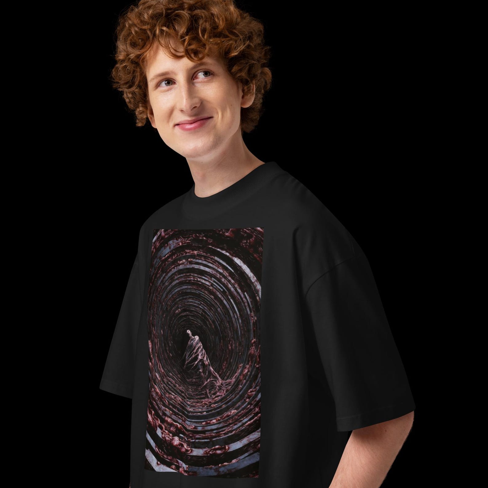 Swallowed Dystopian Shirt, Matrix Abyss Tee, Brutalist Cyberpunk Apparel, Organic Horror Streetwear, Sovereign Human Oversized T-Shirt 3XL