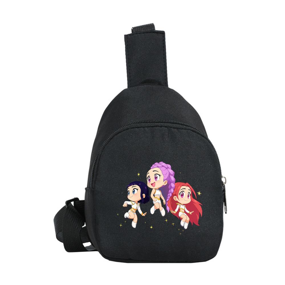 Borsello petto stampato Anime Cartoon K-Pop Demon Hunters Kawaii per Ragazzo Ragazza Borsa a spalla Studente Borsa a tracolla portatile Borsa petto di Natale Regalo per bambino