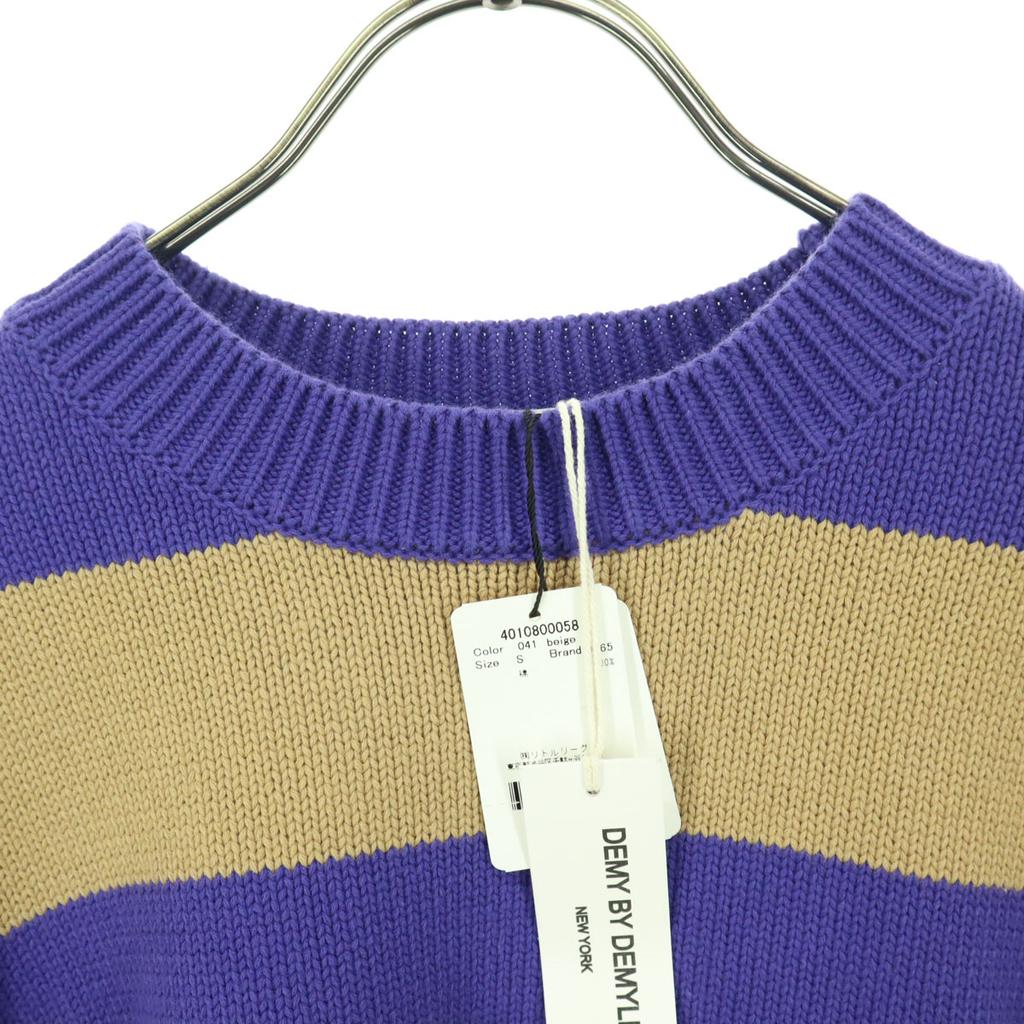 unused DEMY BY DEMYLEE Border Pattern Long sleeve cotton knit S Beige Women Used