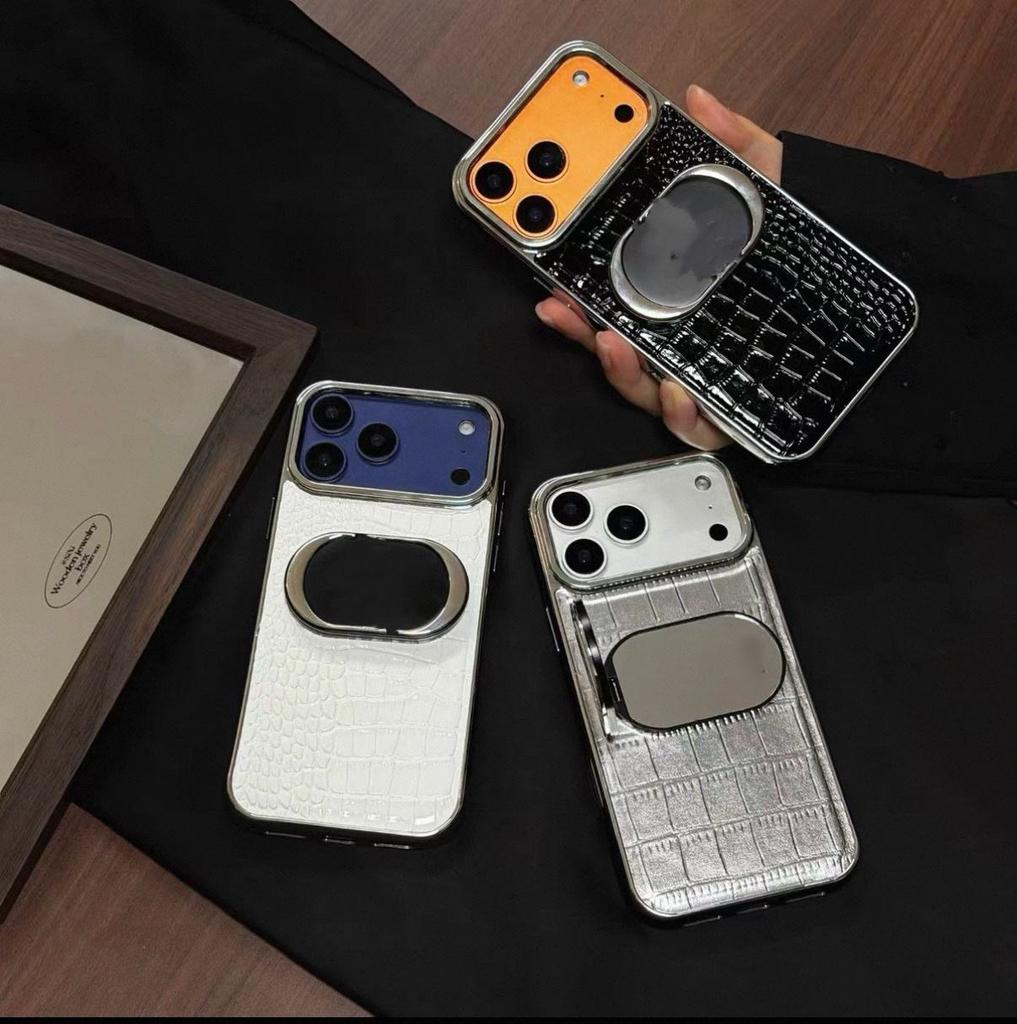 Luxus Krokodil-Textur Leder Spiegel Handyhülle für iPhone 17 Pro Max 16 15 14 13 Pro Leder Stoßfeste Hülle
