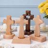 Standing Wooden Crucifix Statue Tabletop Religious Figurine Spiritual Christian Gift for Church Home Office Table Decor