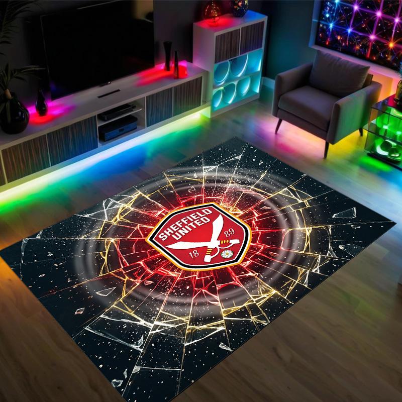 Sheffield United Football Design Crystal Velvet Carpet Cozy Non?Slip Printed Rug For Bedroom Living Room Entrance