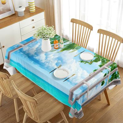Scenery Outside The Window Tablecloth Beautiful Landscape Rectangular Table Cover for Coffee Table Dining Room Kitchen Decor