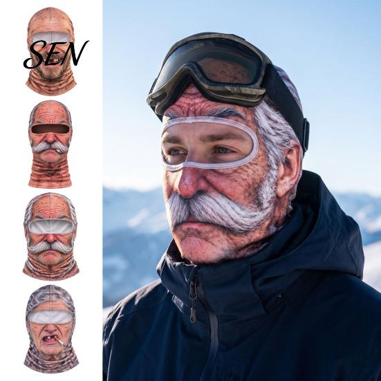 Maska na obličej pro starce na zimu Lyžařská maska, Vtipná kukla přes hlavu s fotodoplňkem Kryt krku pro výlety, Realistický vzor Cosplay kostým Lyžování