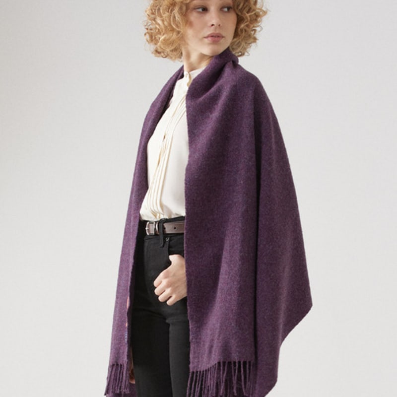 ABRAHAM MOON Merino Wool Shawl 70cm - Purple Heather