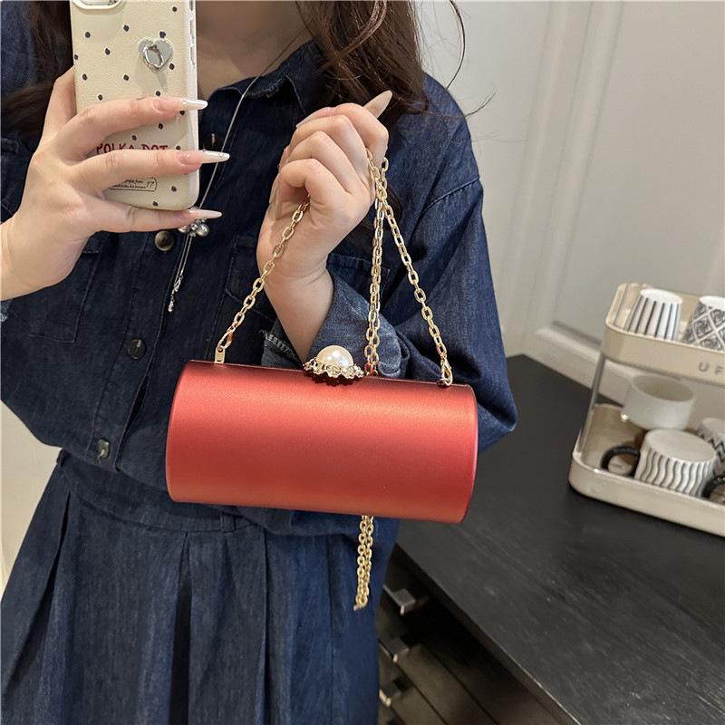 Acrylic cylinder bag 2025 new European and American fashion niche dinner bag women's shoulder chain box bag tide