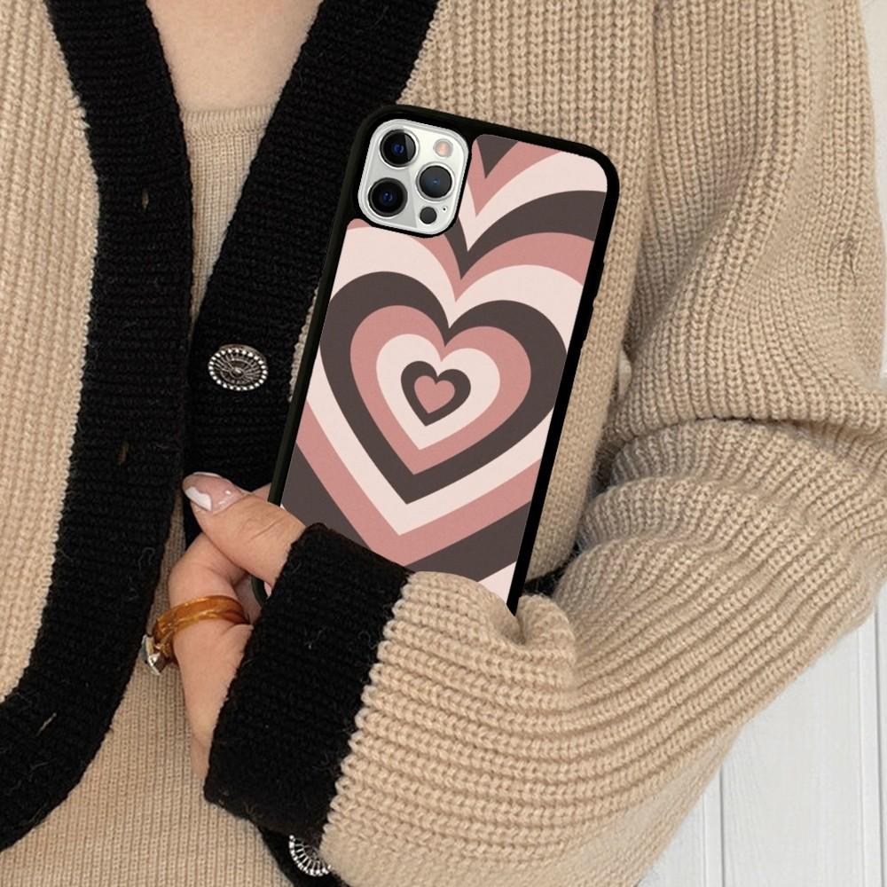 Heart Circle Phone Case Silicone PC+TPU For For iPhone 11 12 13 14 15 16 Plus Pro Max Cover