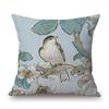 Lovely Blue Flower Bird Home Decoration Art Cotton Linen Sofa Chair Seat Throw Pillow Case Nordic Elegant Cushion Cover